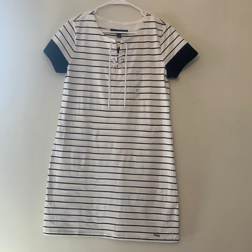 Tommy Hilfiger black and white striped dress Size M NWT